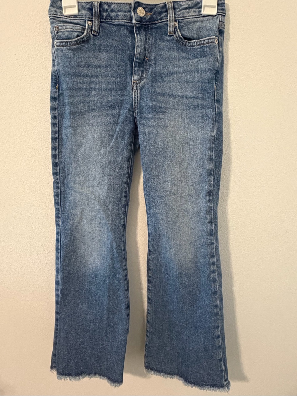 Forever 21 Light Wash Flare Jeans with Frayed Hem